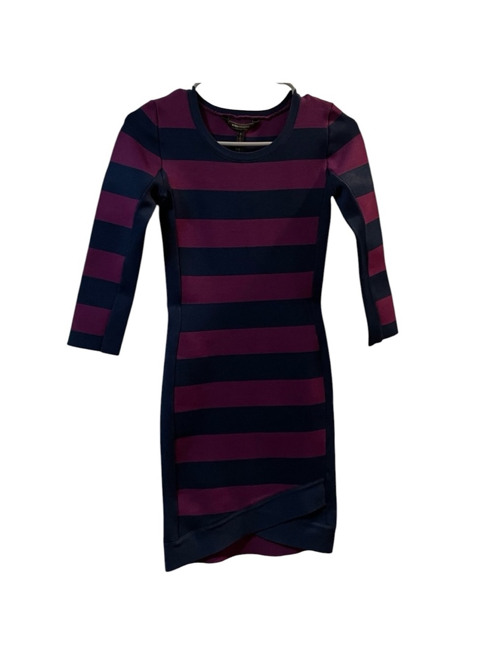 BCBGMaxAzria Navy Purple Kendall Striped Bodycon Mini Dress NWT - Picture 3 of 6